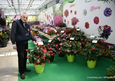 Rino Caccia of Padana presenting the begonia Sensy series, a line that comes out of their own selection. The line consists of 7 varieties (2 XL varieties, 2 chocolate leave and 2 green leave varieties). They are early, have a mounded habit and the red they have exclusive, explains Caccia.